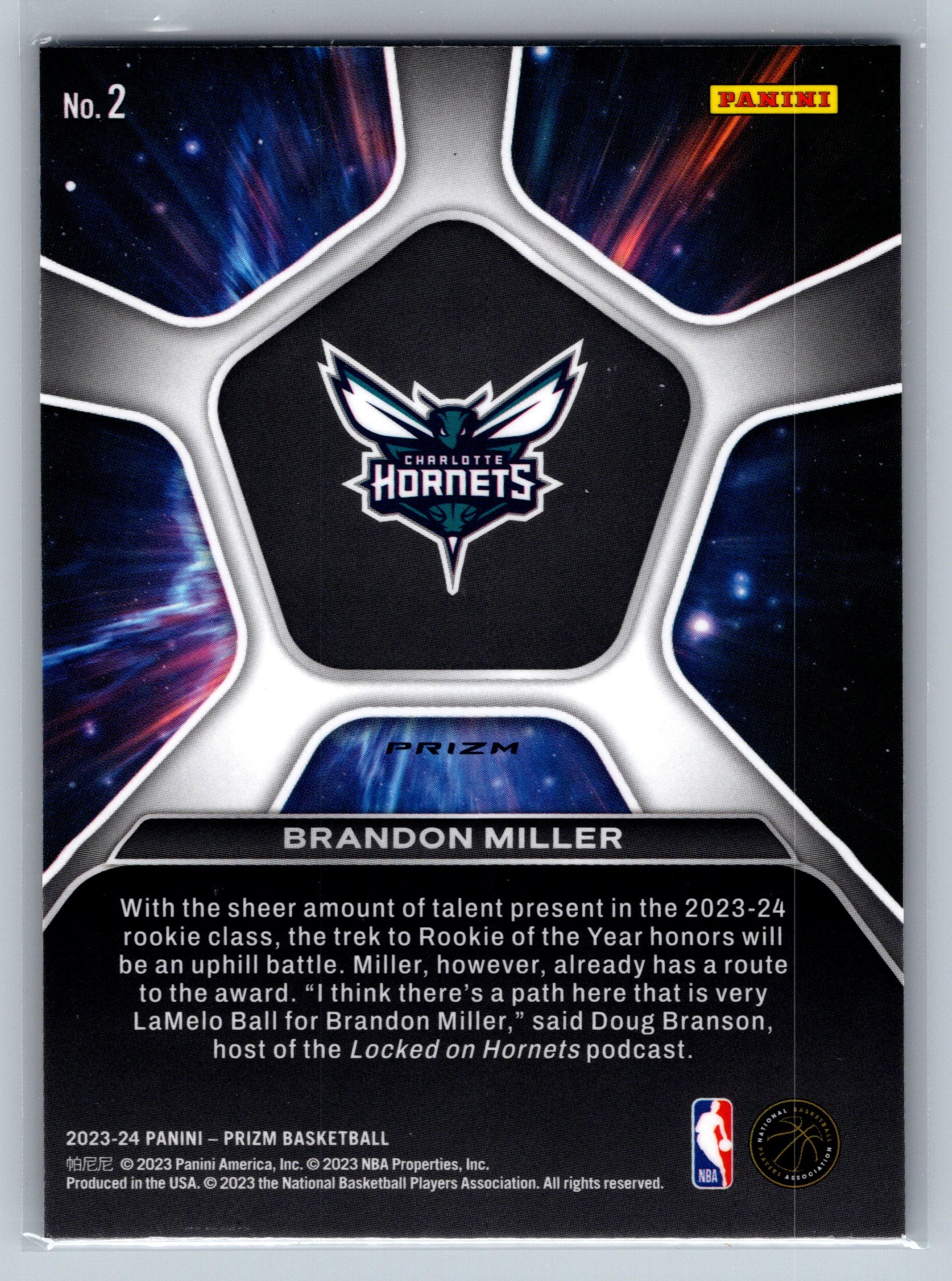 2023 Panini Prizm Brandon Miller Silver Deep Space Rookie Card #2