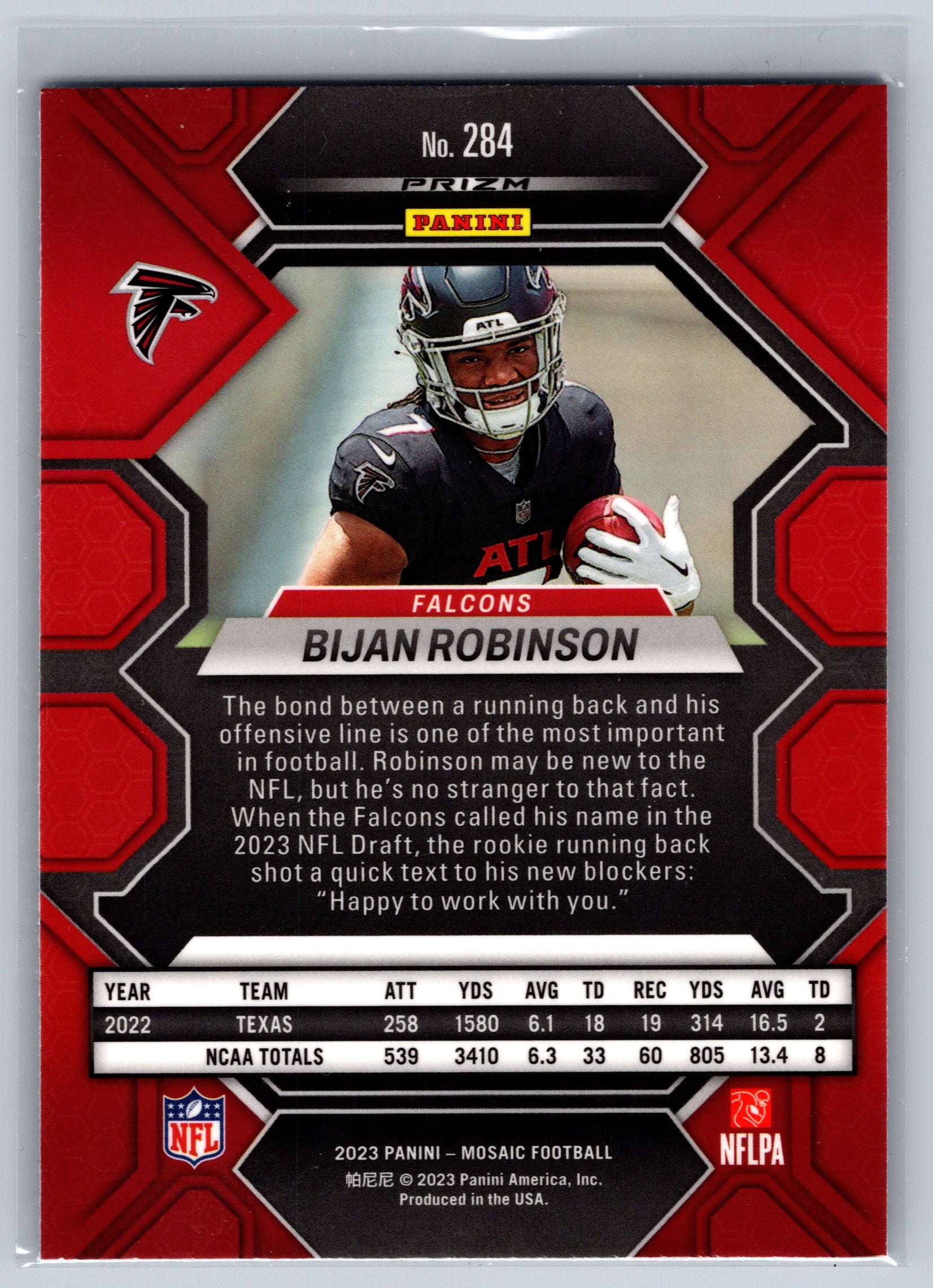 2023 Panini Mosaic Bijan Robinson Blue Reactive Rookie Card #284