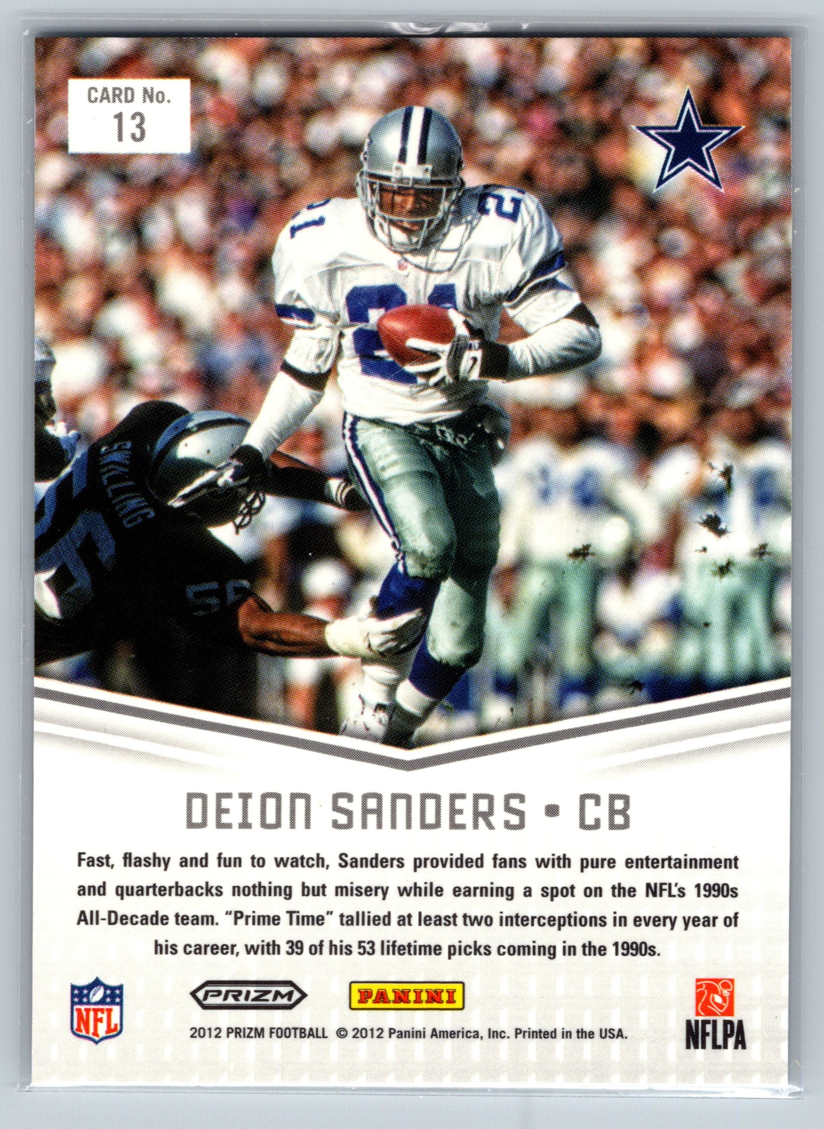 2012 Panini Prizm Deion Sanders Silver Decade Dominance #13