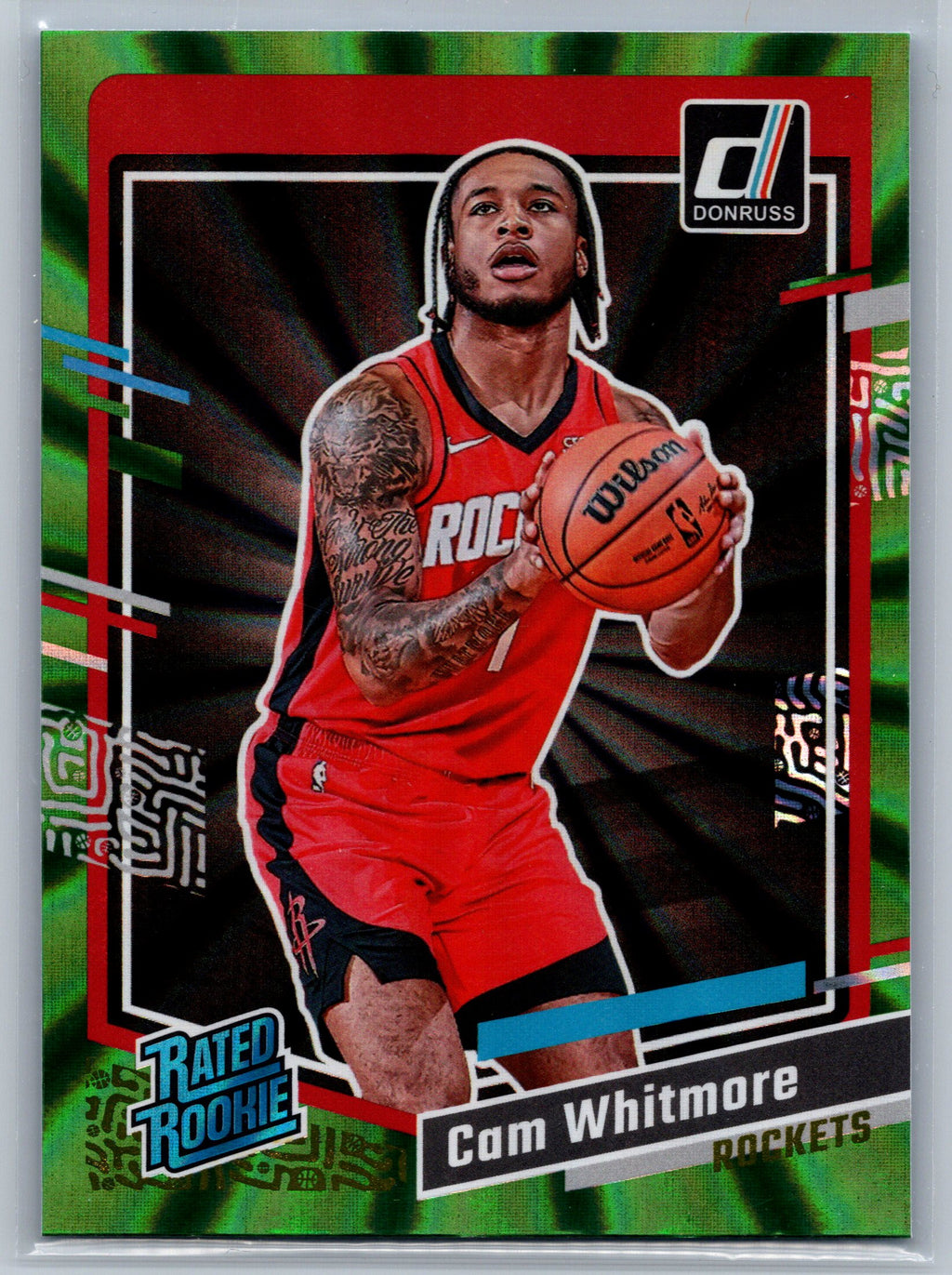2023 Panini Donruss Cam Whitmore Green Lazer Rookie Card #211