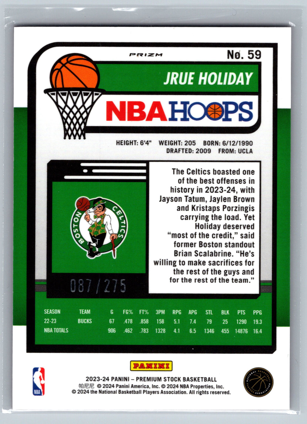 2024 Panini NBA Hoops Jrue Holiday Red /275 #59