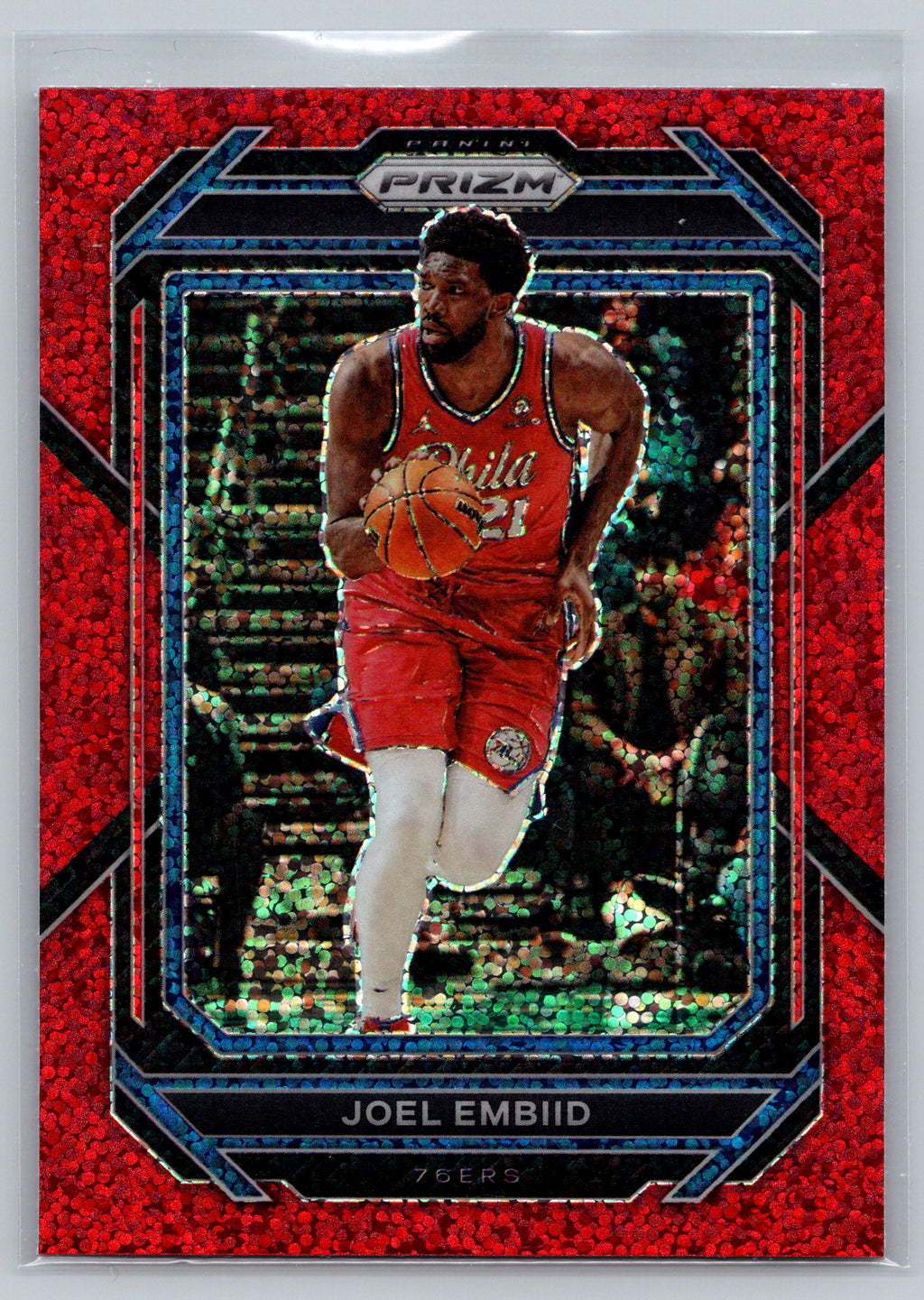 2022 Panini Prizm Joel Embiid Red Sparkle #34