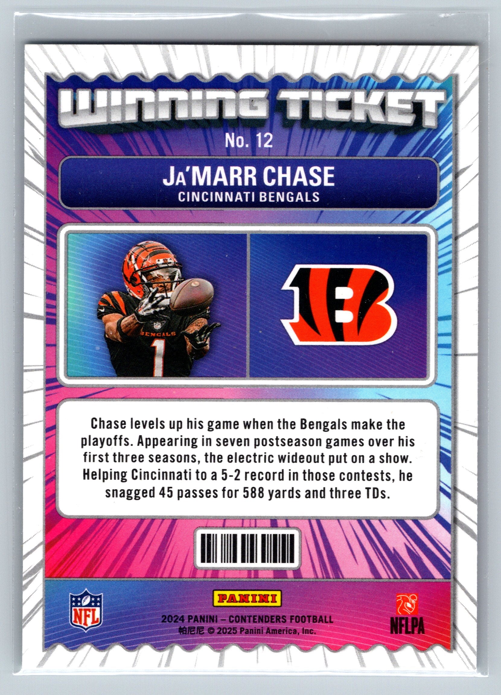 2024 Panini Contenders Ja'Marr Chase Winning Ticket #12