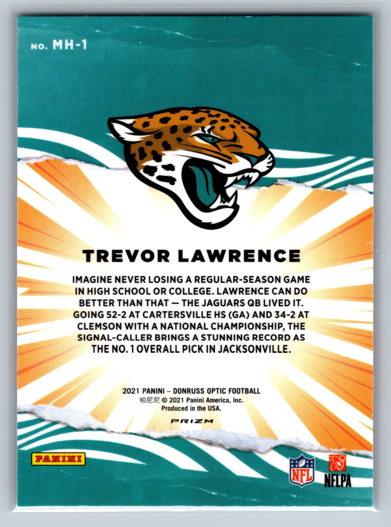 2021 Panini Optic Trevor Lawrence Holo My House Rookie Card #MH-1