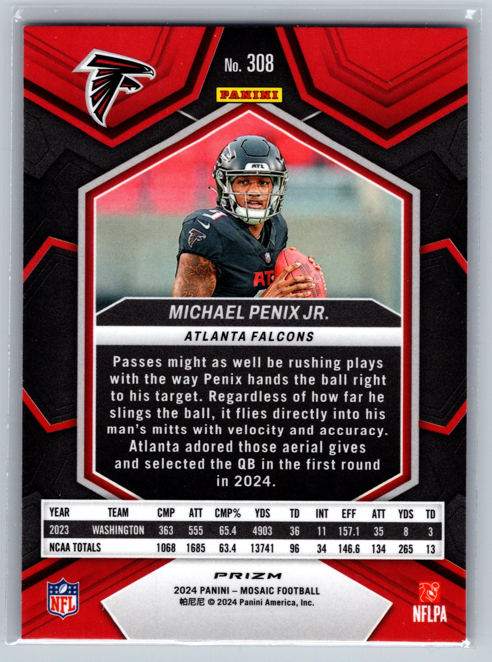 Panini Mosaic Michael Penix Jr. Pink Camo Rookie Card #308