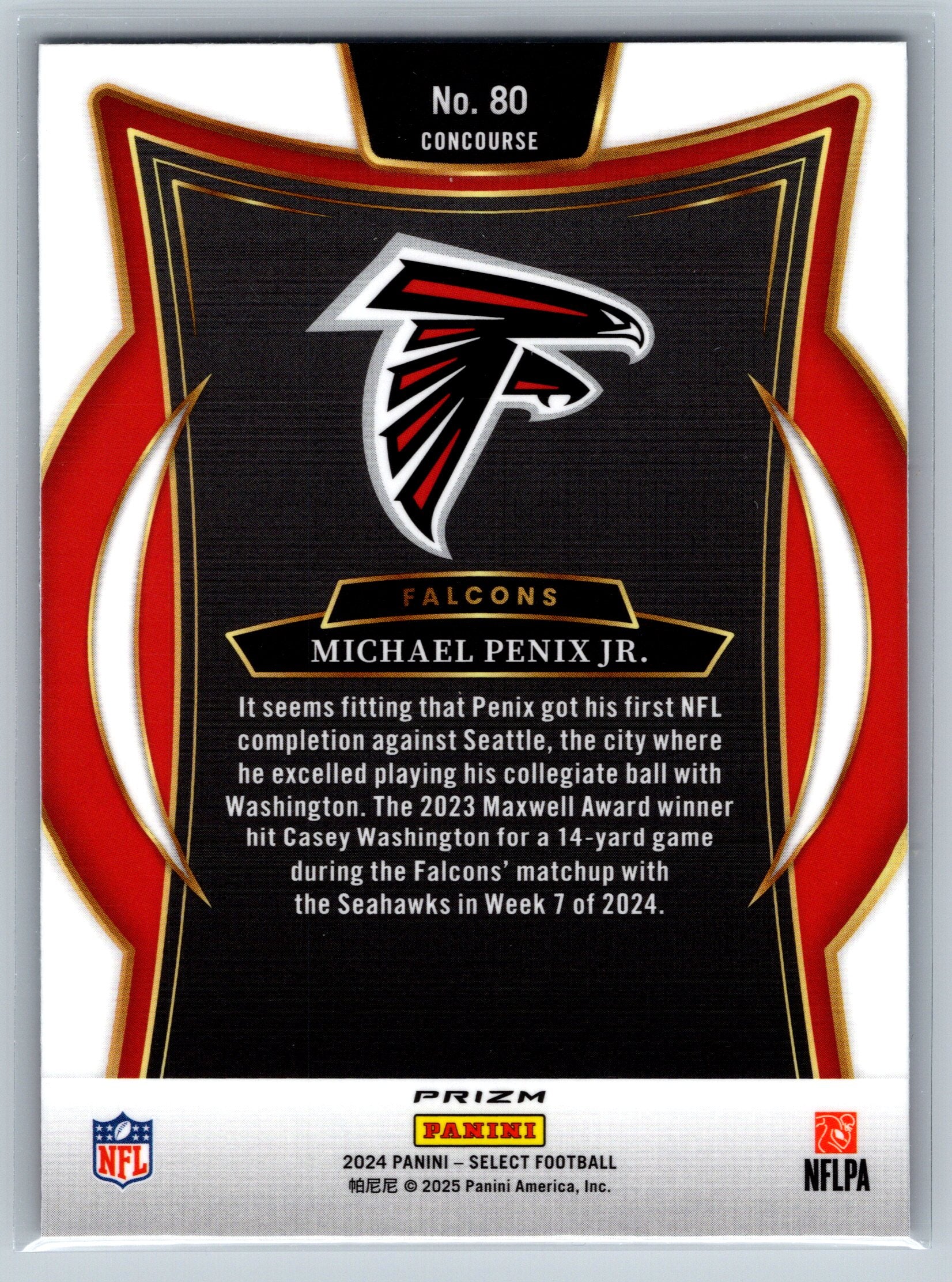 2024 Panini Select Michael Penix Jr. Red Black Concourse Level Rookie Card #80