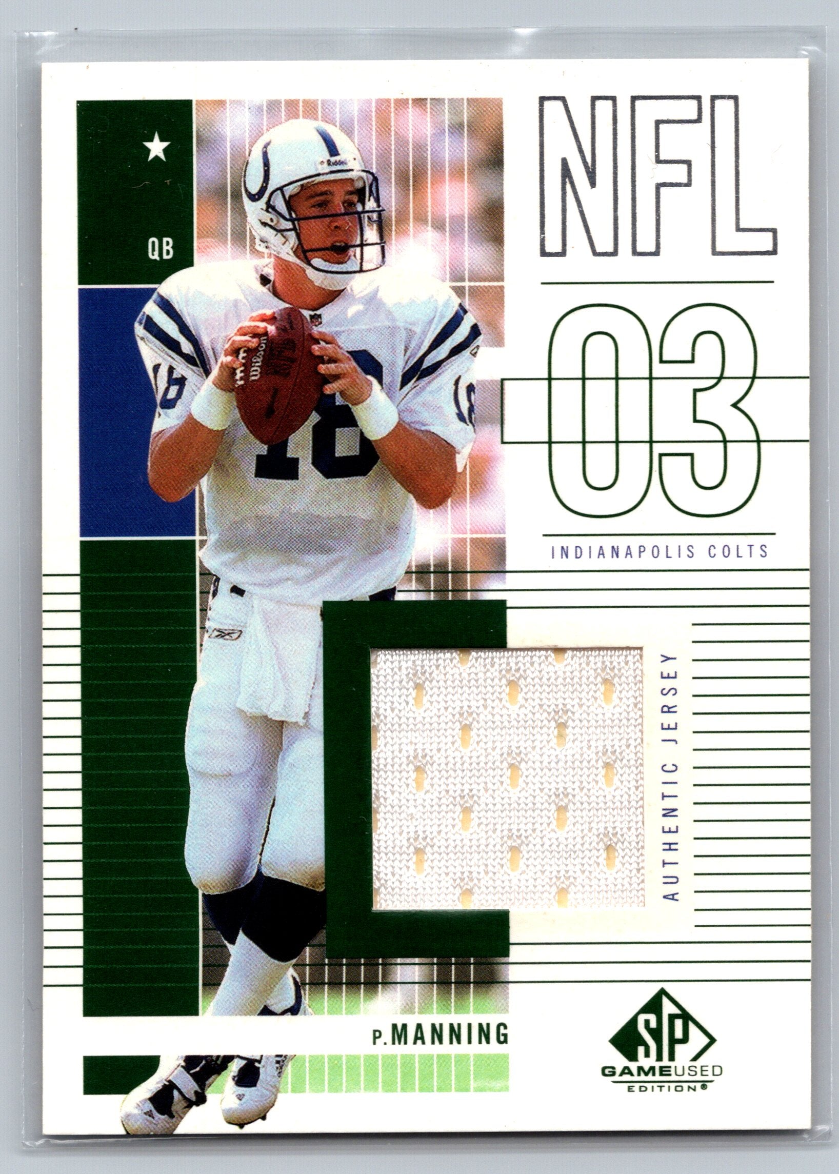 2003 Upper Deck Peyton Manning Game-Used Jersey Card #167