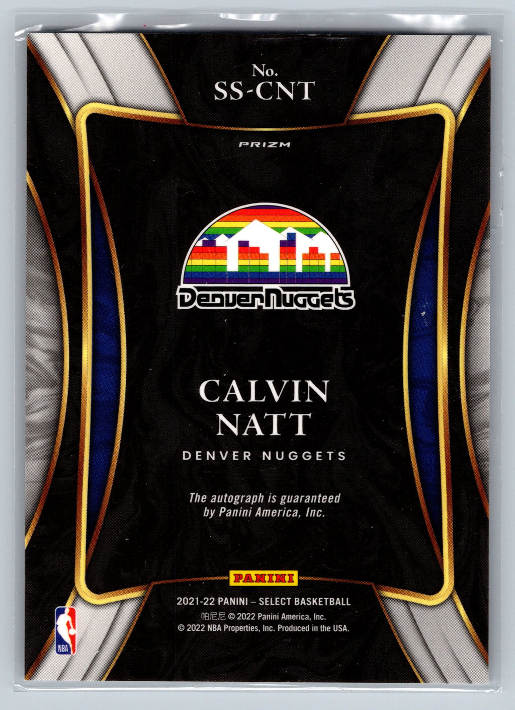 2021 Panini Select Calvin Natt Holo Signature Series Autograph #SS-CNT