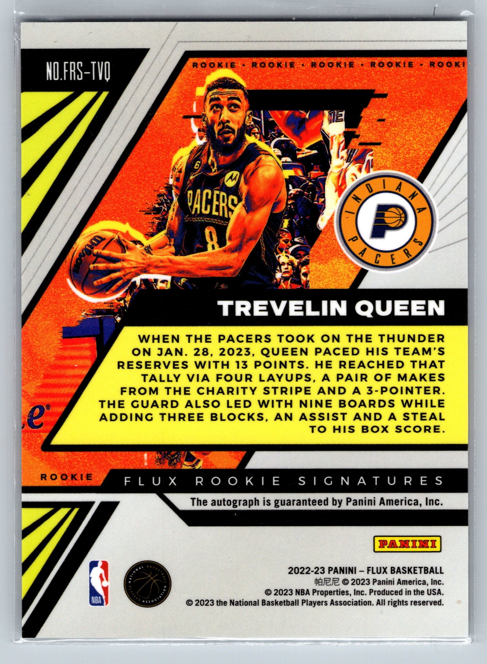 2023 Panini Flux Trevelin Queen Rookie Autograph #FRS-TVO