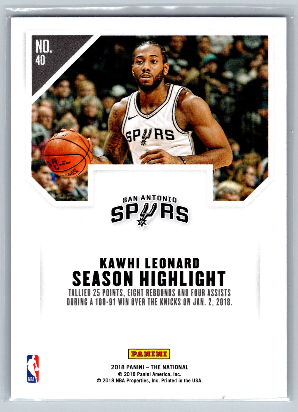 2018 Panini The National Kawhi Leonard Shimmer /99 #40