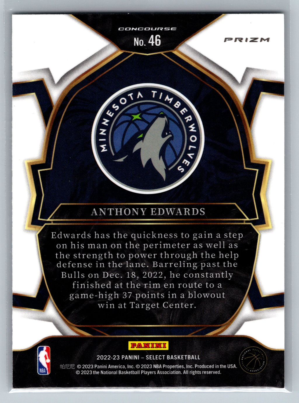 2022 Panin Select Anthony Edwards Tri-Colored Concourse Level #46