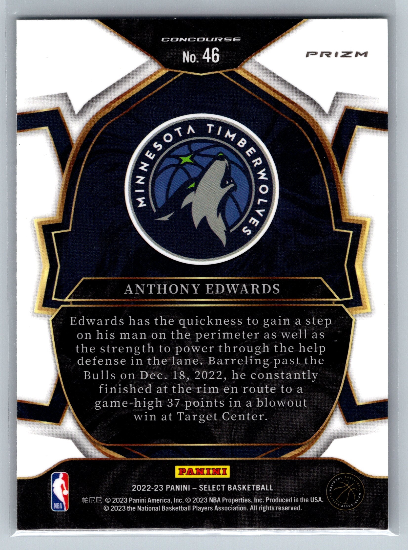 2022 Panin Select Anthony Edwards Tri-Colored Concourse Level #46