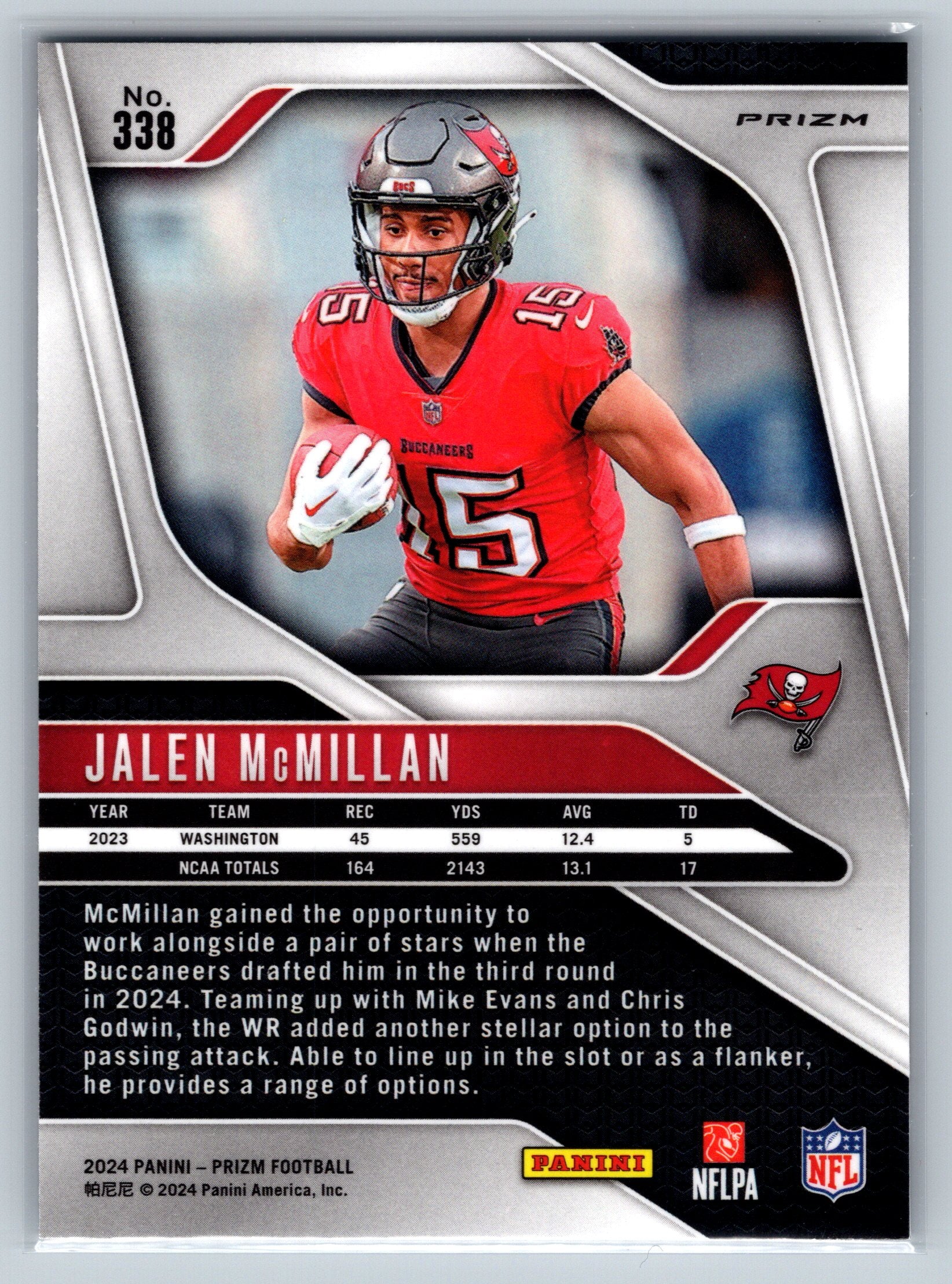 2024 Panini Prizm Jalen McMillan Silver Rookie Card #338