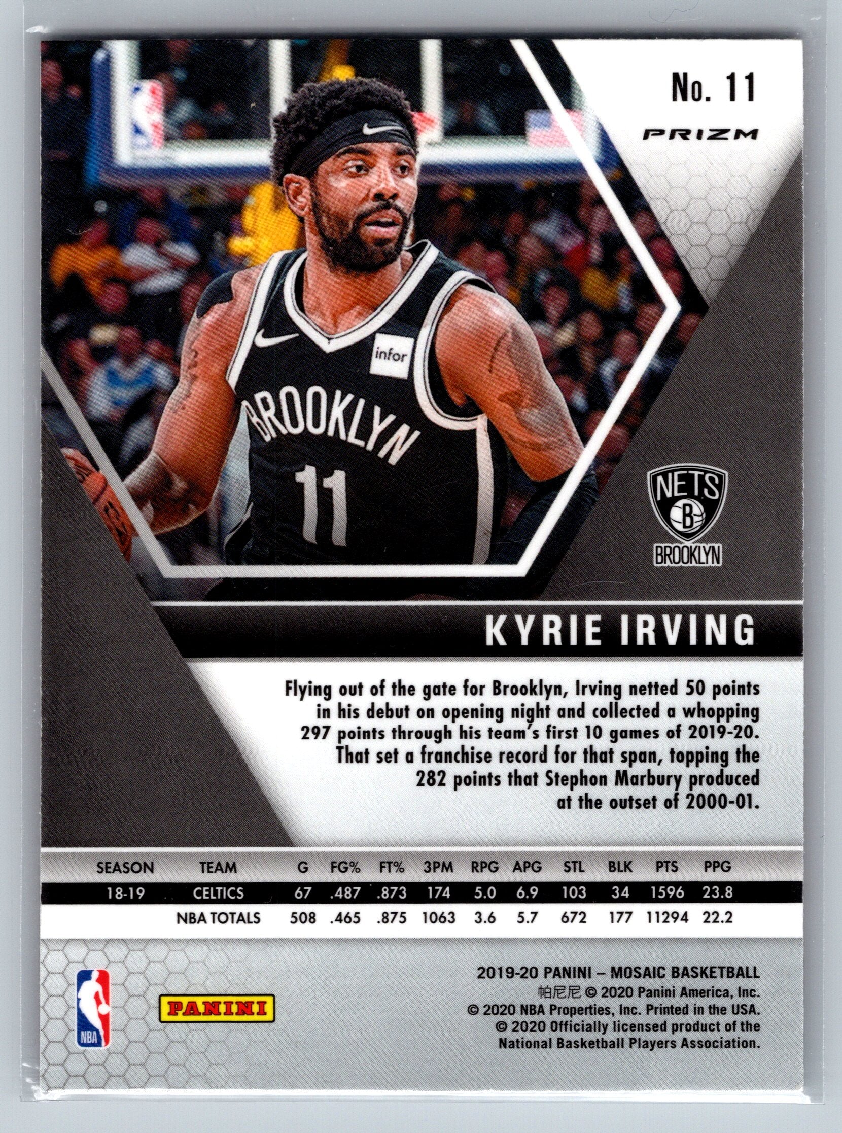 2019 Panini Mosaic Kyrie Irving Orange Reactive #11