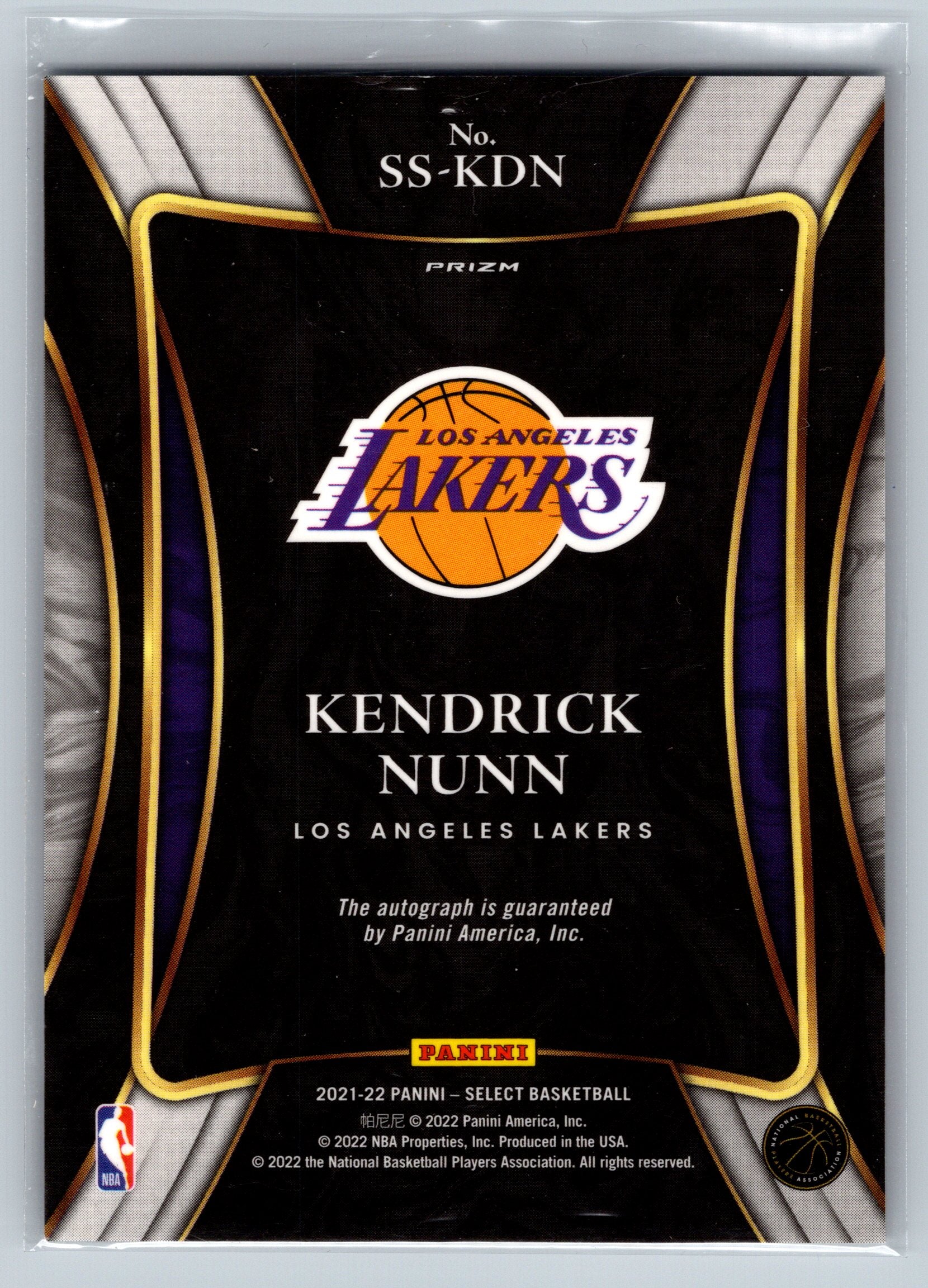 2021 Panini Select Kendrick Nunn Signature Selections Autograph #SS-KDN