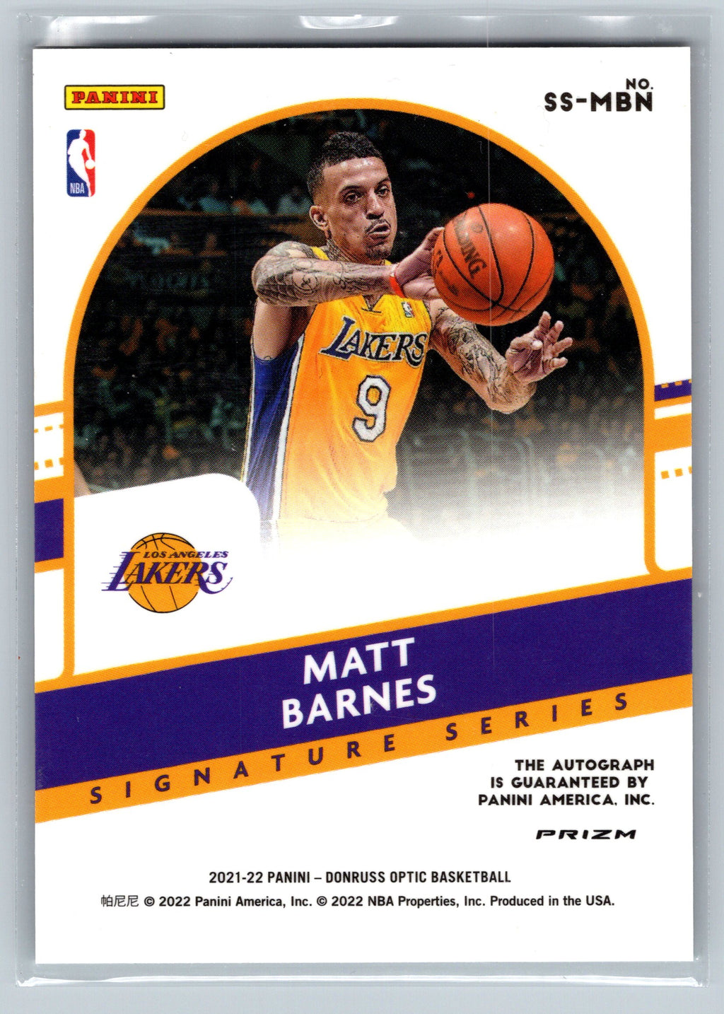 2021 Panini Optic Matt Barnes Signature Series Autograph #SS-MBN