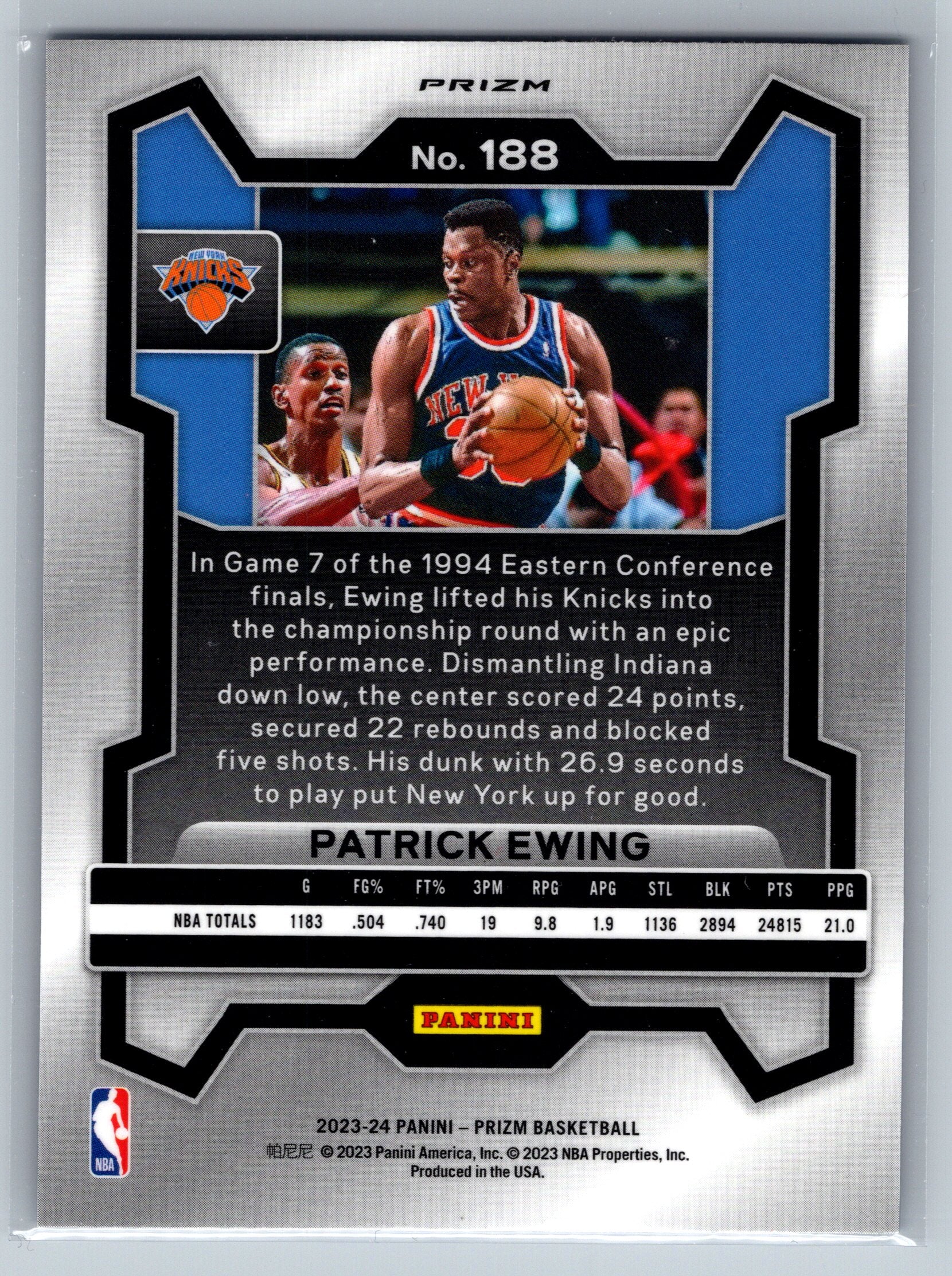2023 Panini Prizm Patrick Ewing International Blue Wave #188
