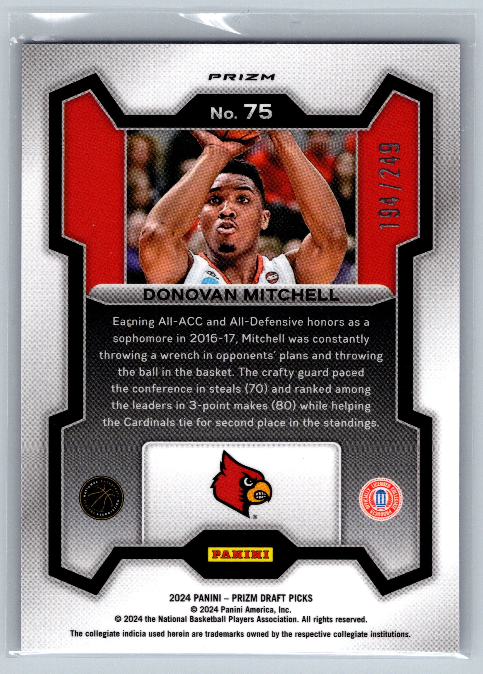 2024 Panini Prizm Draft Picks Donovan Mitchell Blue Wave /249 #75