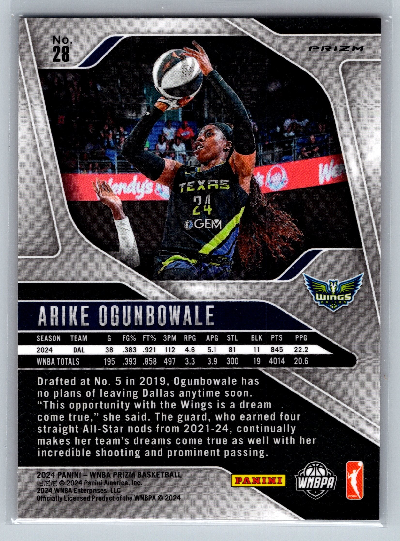 2024 Panini Prizm Arike Ogunbowale Orange Cracked Ice #28