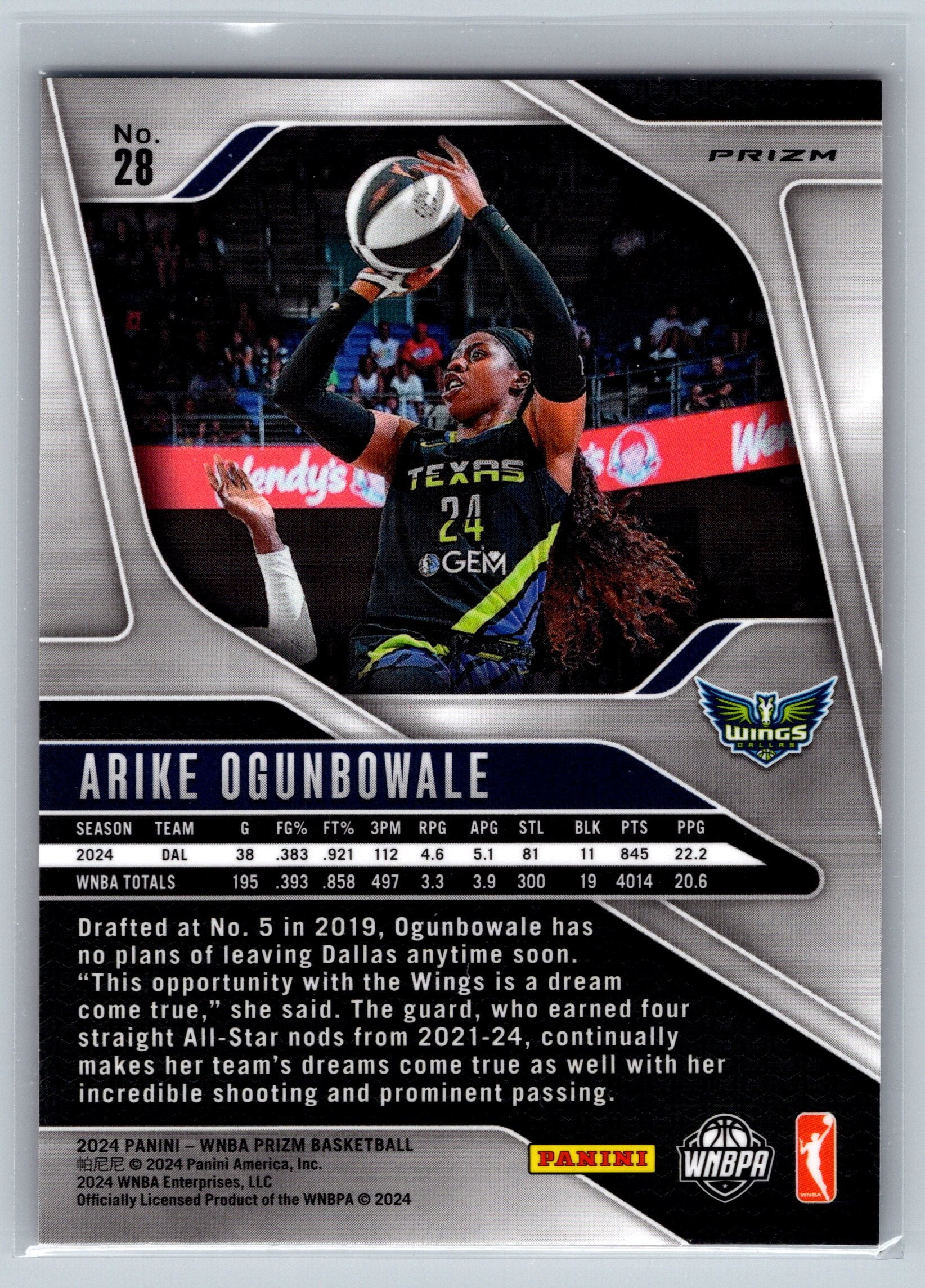 2024 Panini Prizm Arike Ogunbowale Orange Cracked Ice #28