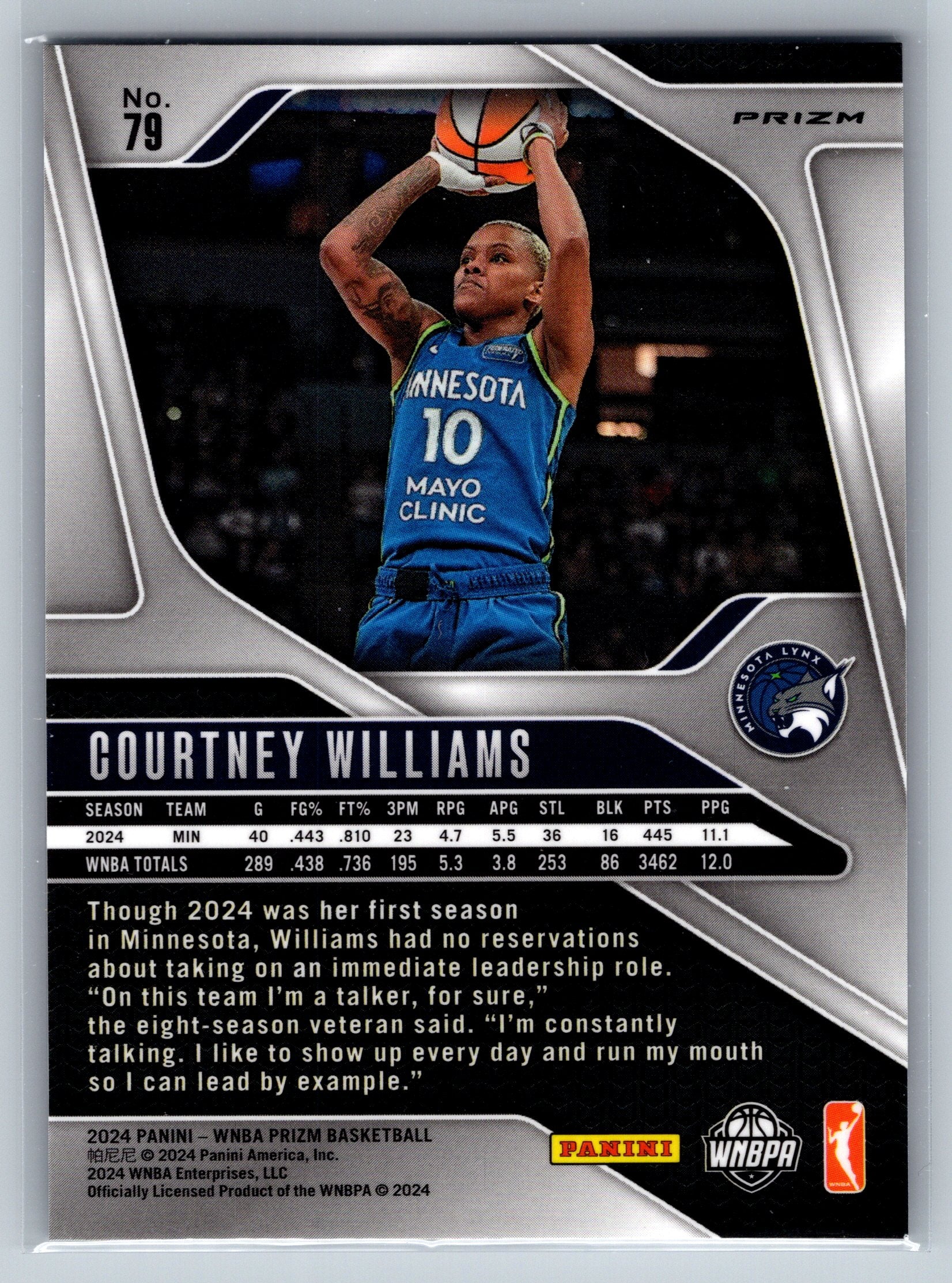 2024 Panini Prizm Courtney Williams Blue Velocity #79
