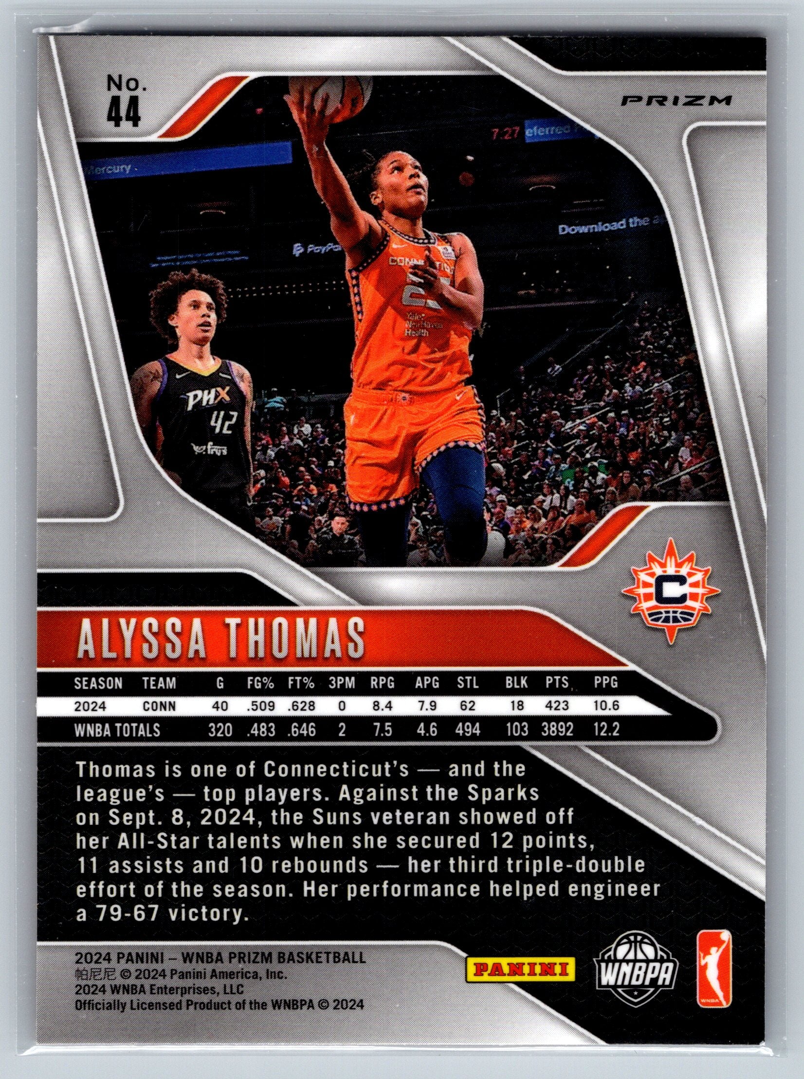 2024 Panini Prizm Alyssa Thomas Orange Cracked Ice #44