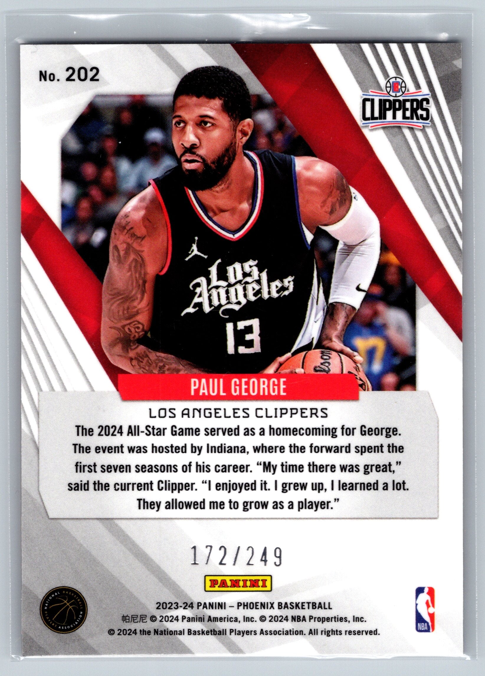 2023 Panini Phoenix Paul George Orange Cracked Ice /249 #202