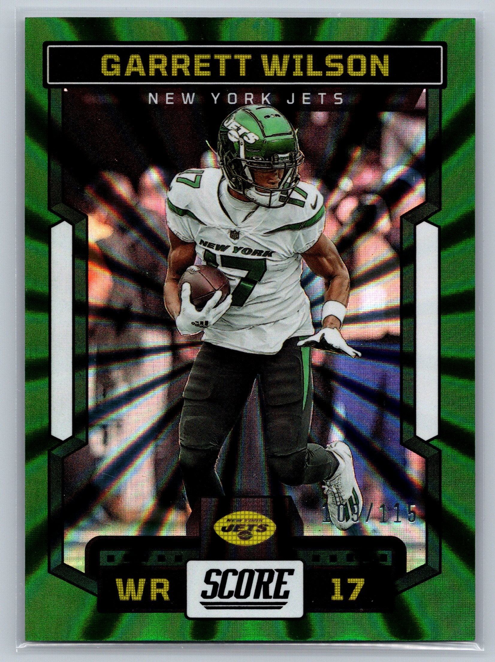 2023 Panini Score Garrett Wilson Green Lazer /115 #291