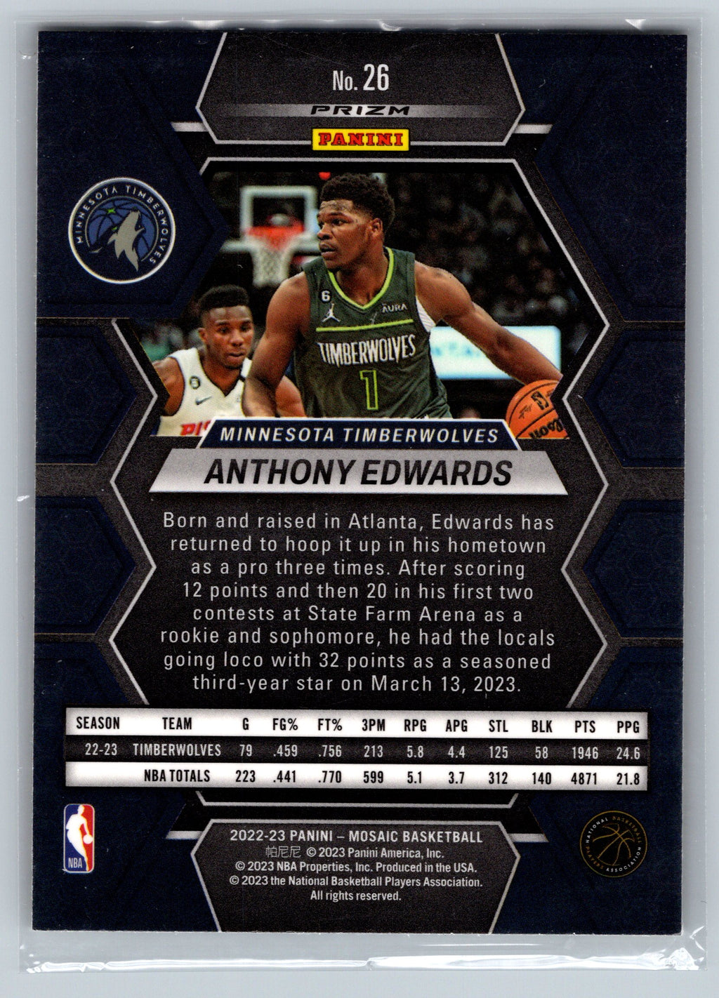 2022 Panini Mosiac Anthony Edwards Yellow Reactive #26