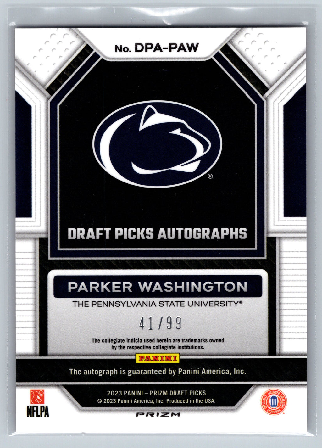 2023 Panini Prizm Draft Picks Parker Washington Red Autograph /99 #DPA-PAW