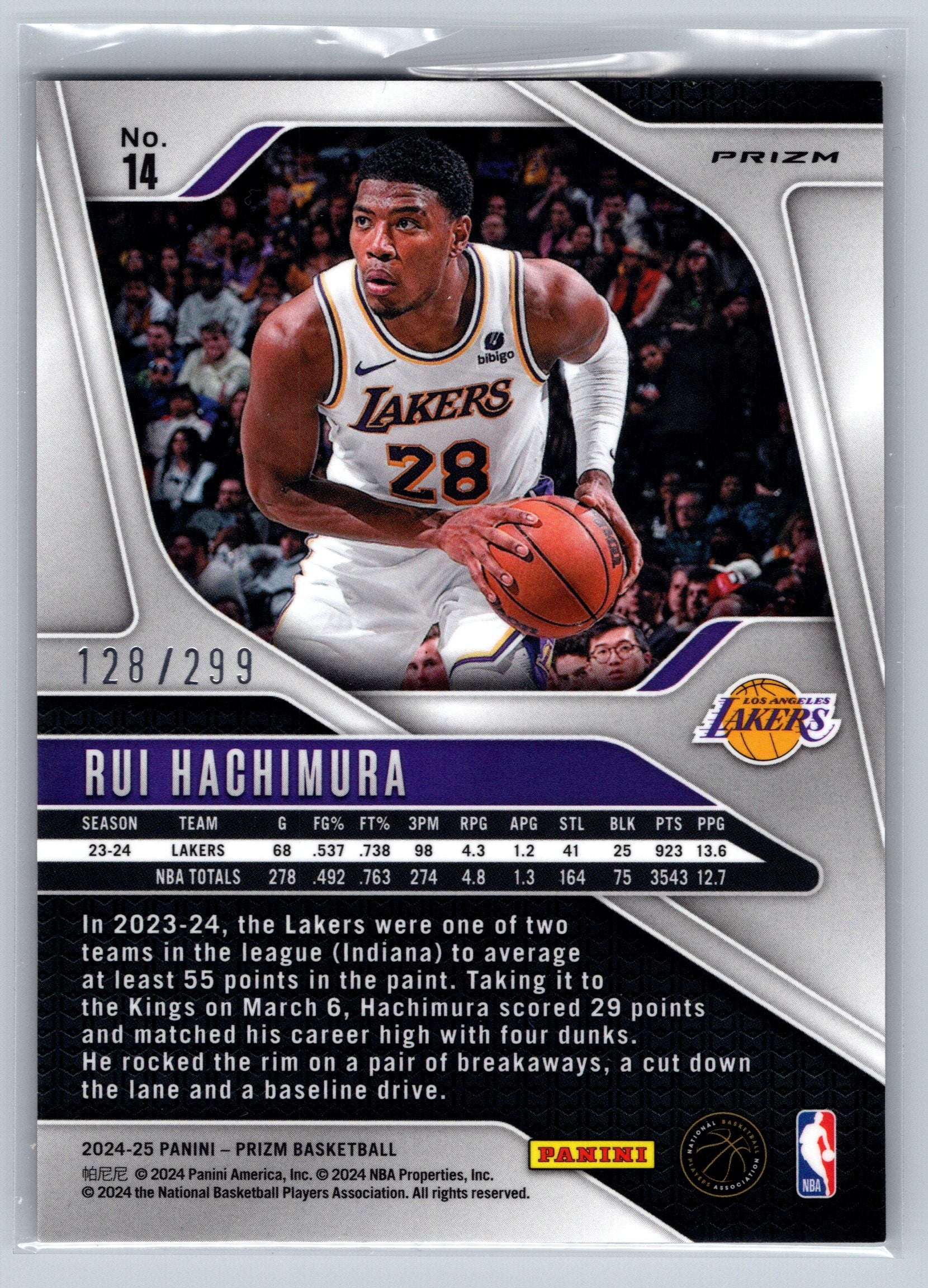 2024 Panini Prizm Rui Hachimura Red /299 #14