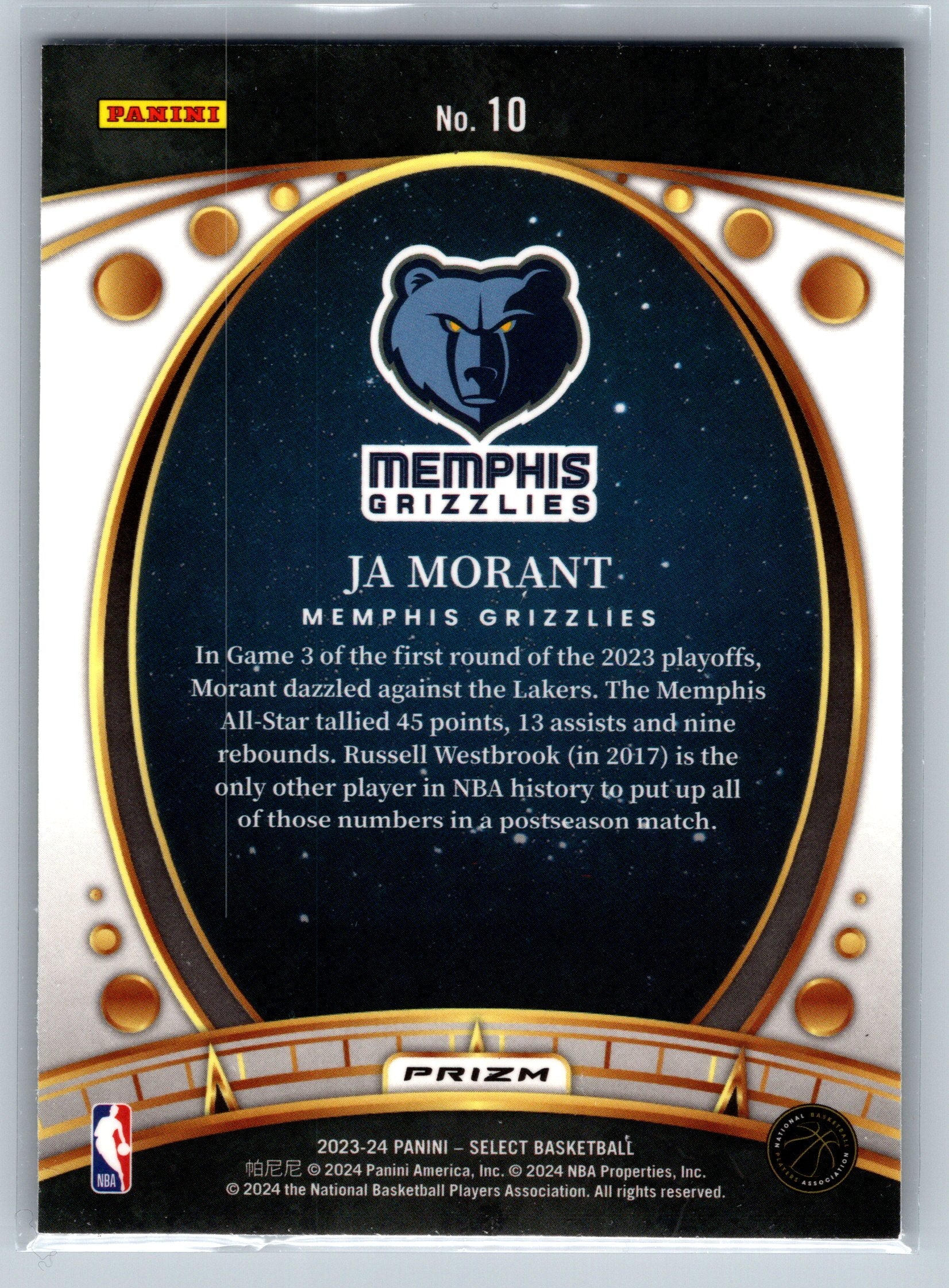 2023 Panini Select Ja Morant Green Lodestar #10