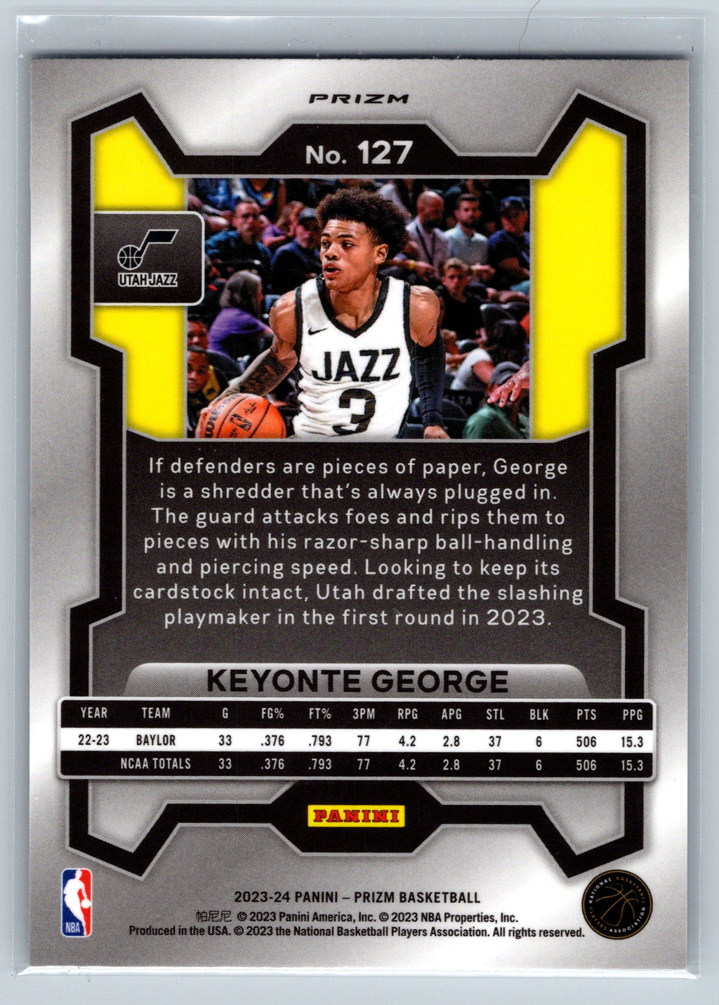 2023 Panini Prizm Keyonte George SILVER Rookie Card #127