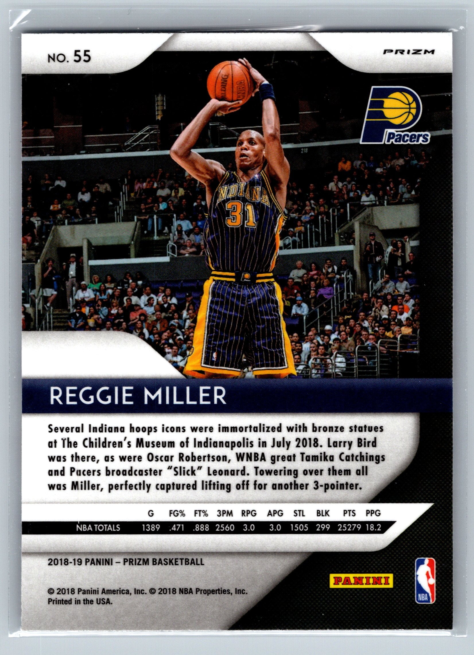 2018 Panini Prizm Reggie Miller Red White Blue #55