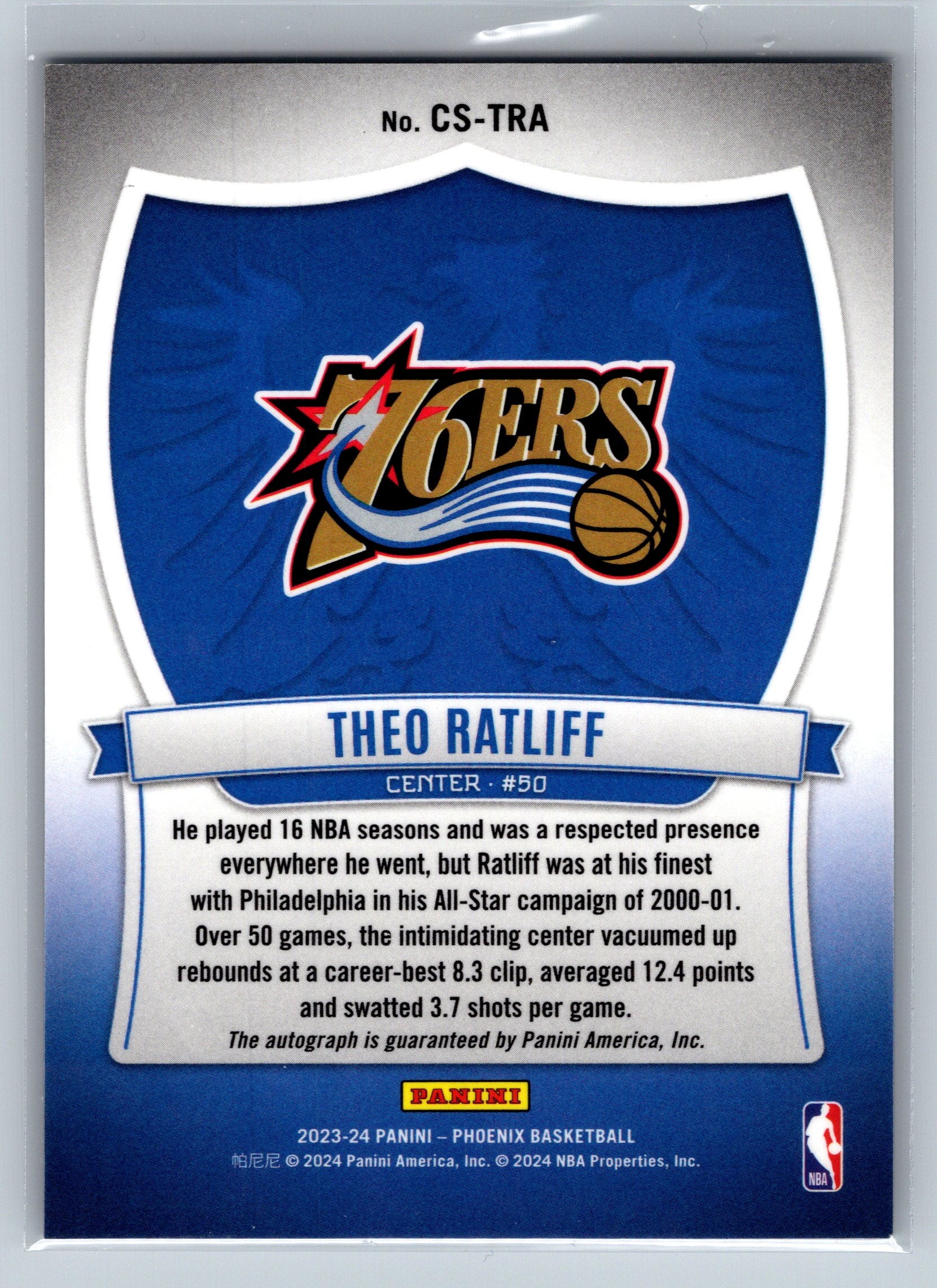 2023 Panini Phoenix Theo Ratliff Crusade Autograph #CS-TRA