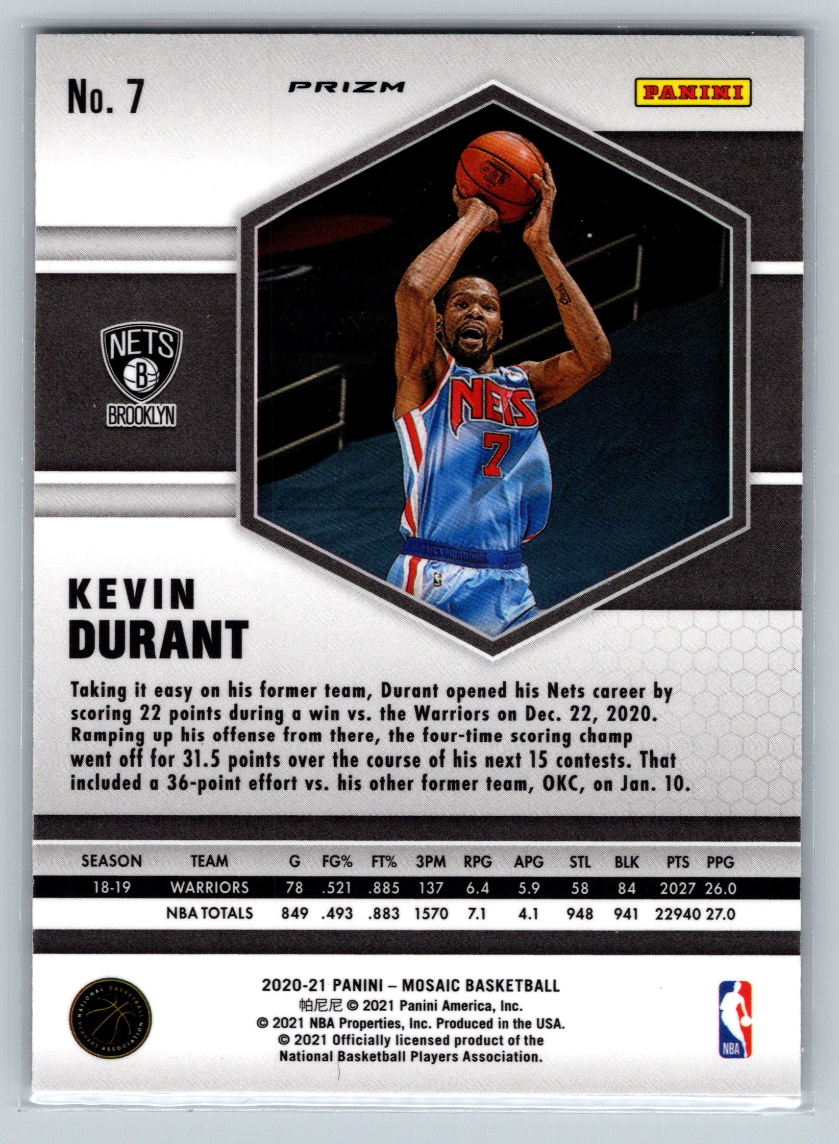 2020 Panini Mosaic Kevin Durant Green Mosaic #7