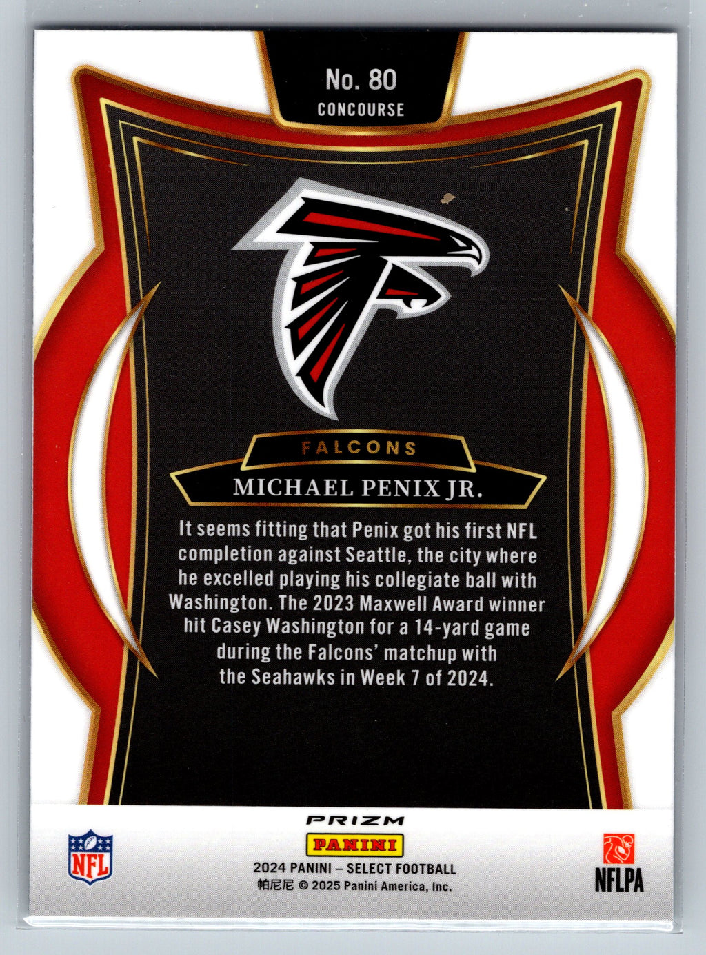 2024 Panini Select Michael Penix Jr. Black Green Shock Concourse Level Rookie Card #80
