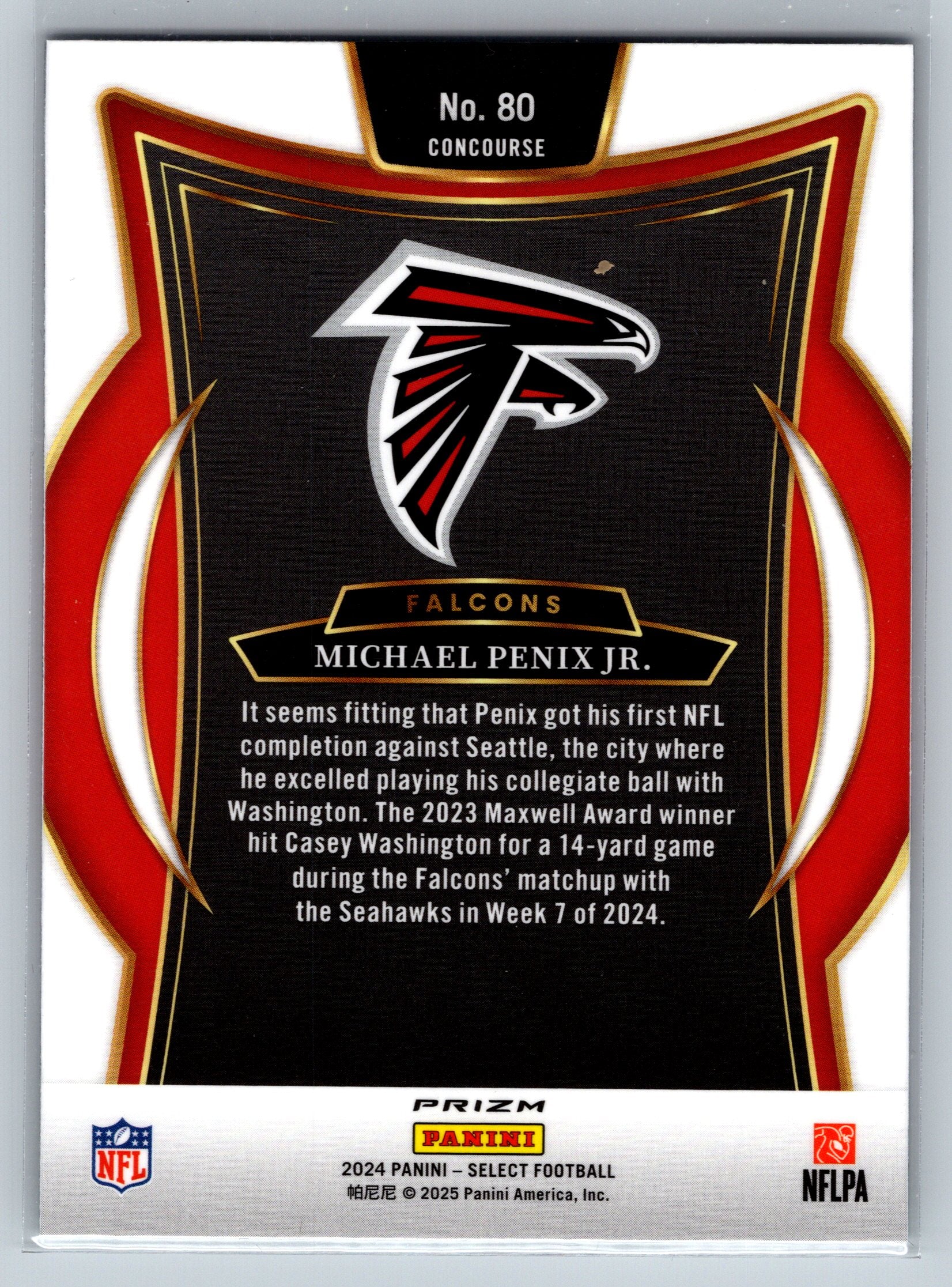 2024 Panini Select Michael Penix Jr. Black Green Shock Concourse Level Rookie Card #80
