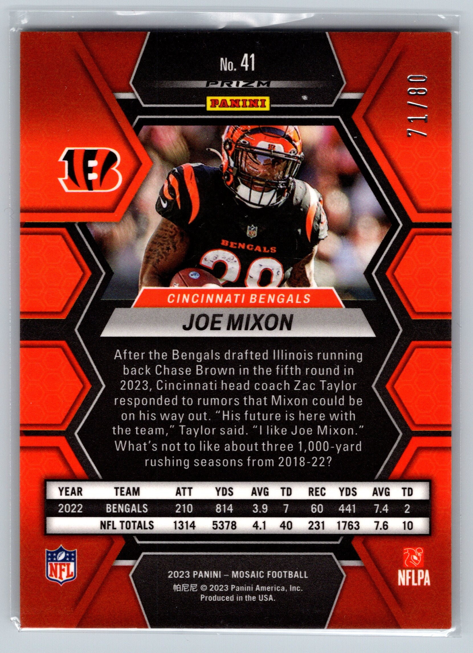 2023 Panini Mosaic Joe Mixon Choice /80 #41