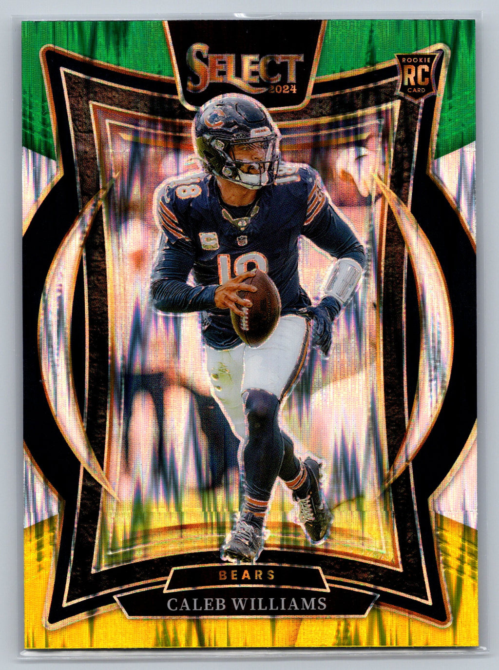 2024 Panini Select Caleb Williams Green Yellow Shock Concourse Level Rookie Card #25