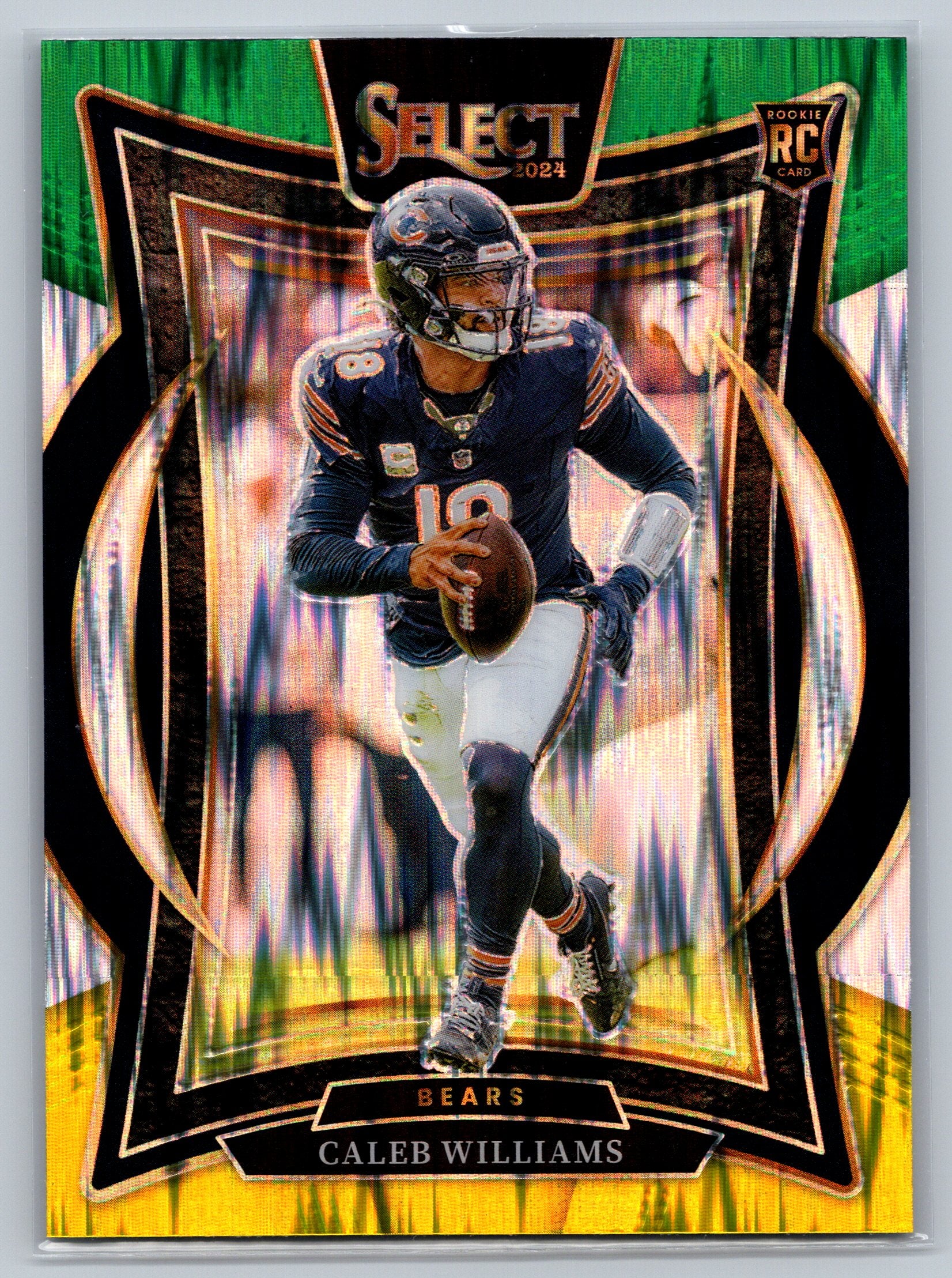 2024 Panini Select Caleb Williams Green Yellow Shock Concourse Level Rookie Card #25