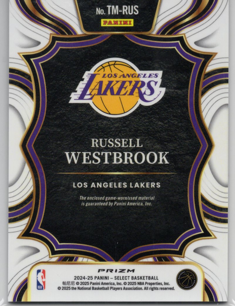 2024 Panini Select Russell Westbrook Silver Game-Worn Patch Card #TM-RUS