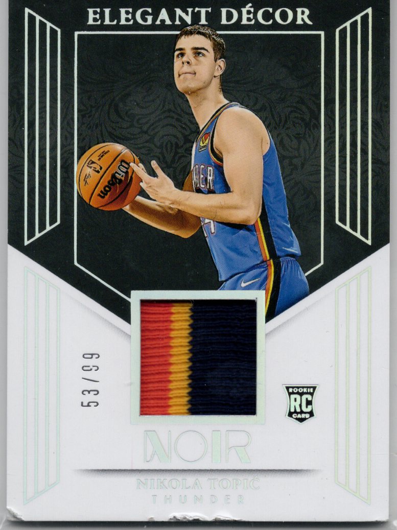 2024 Panini Noir Nikola Topic Elegant Decor Rookie Patch Card #EDR-TOP
