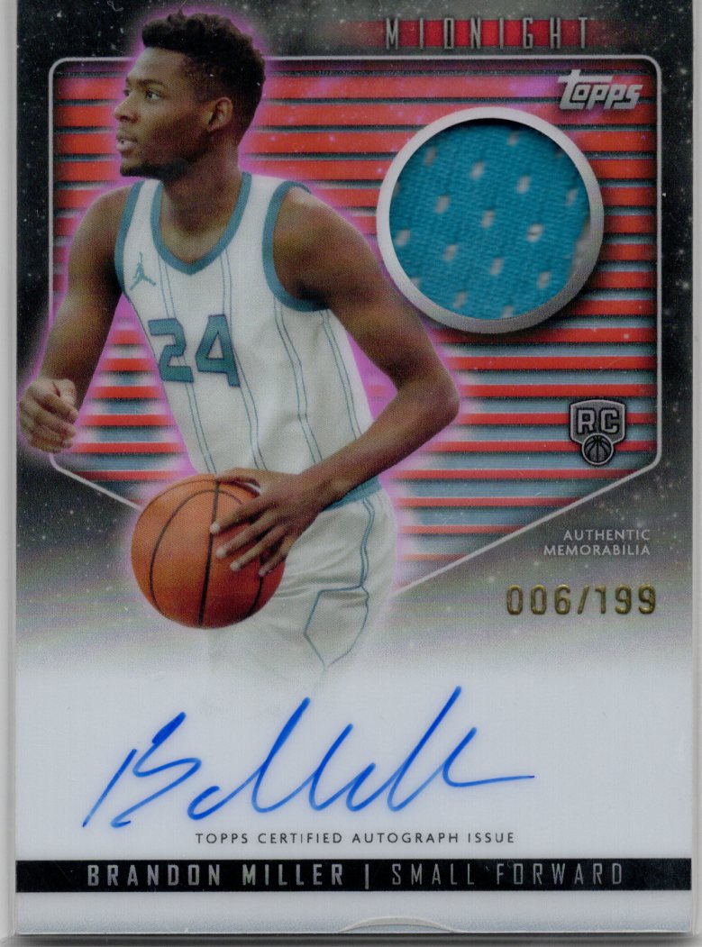 2024 Topps Midnight Brandon Miller Player Worn On-Card Rookie Patch Autograph #RJA-BM