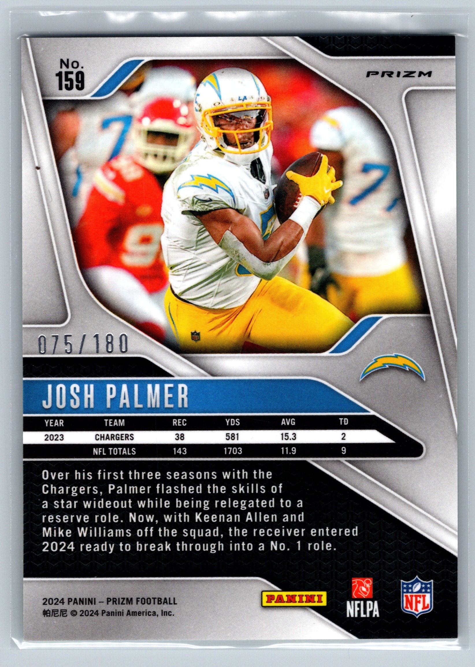 2024 Panini Prizm Josh Palmer Hyper /180 #159