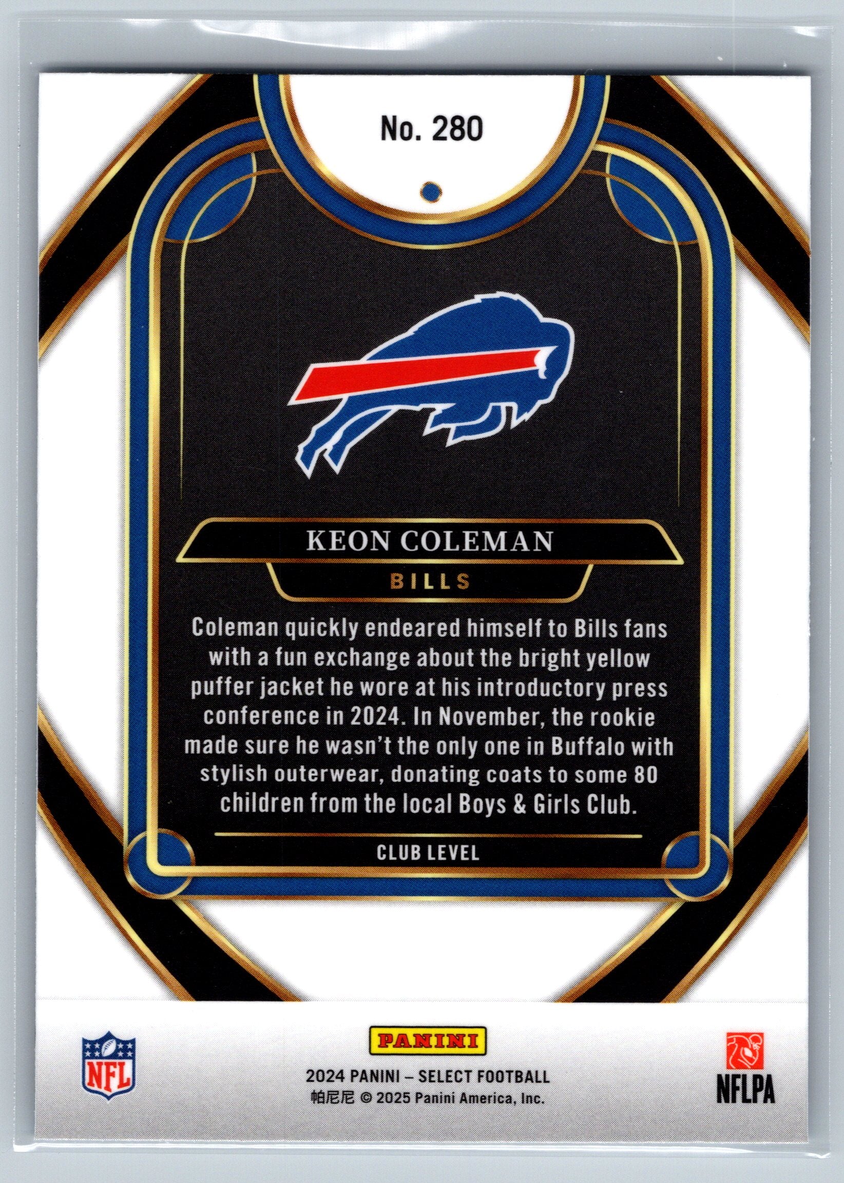 2024 Panini Select Keon Coleman Club Level Rookie Card #280
