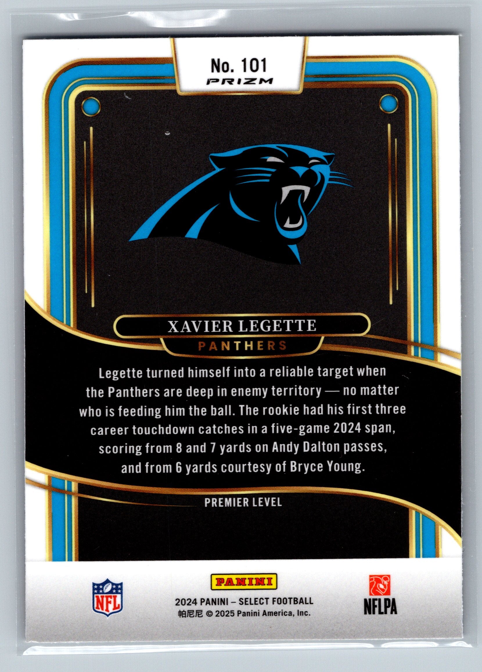 2024 Panini Select Xavier Legette Red Yellow Shock Premier Level Rookie Card #101