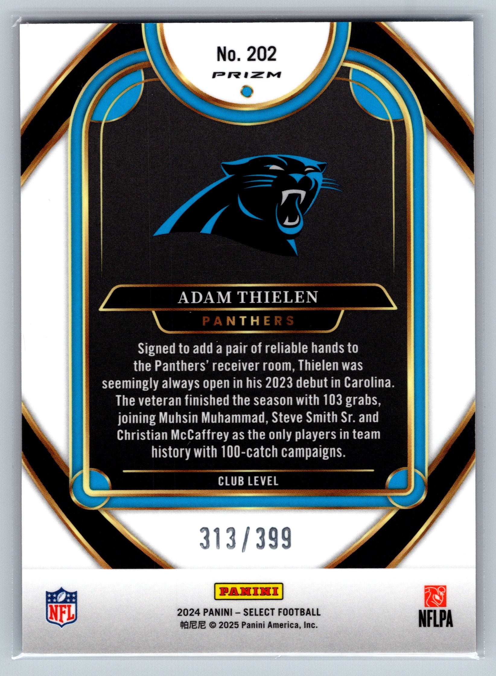 2024 Panini Select Adam Thielen Orange Clube Level /399 #202