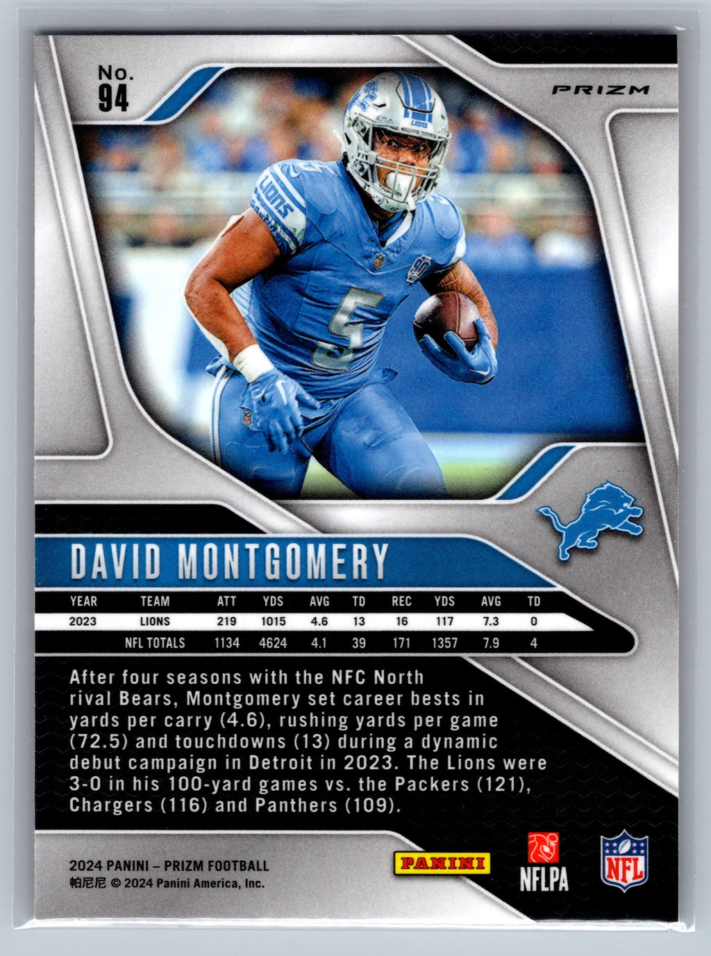 2024 Panini Prizm David Montgomery Pink #94