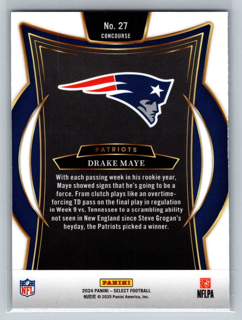 2024 Panini Select Drake Maye Concourse Level Rookie Card #27